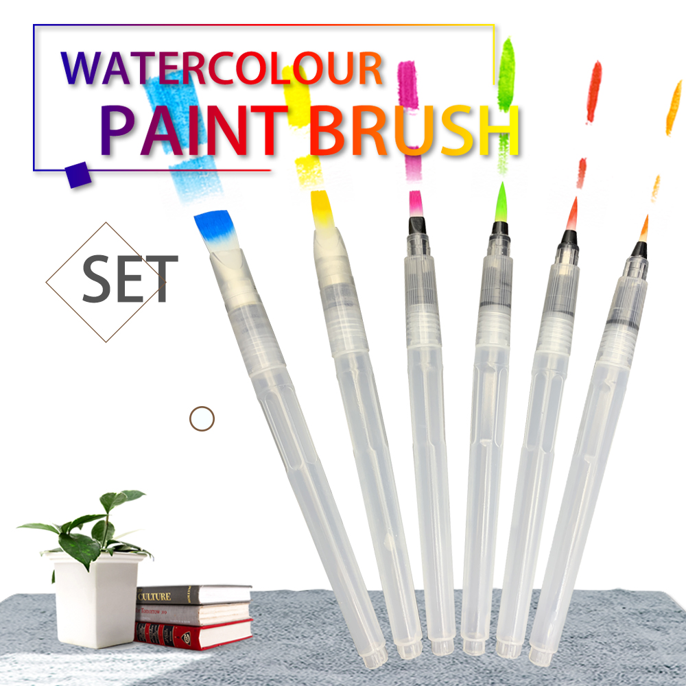 SeamiArt 6PCS Portable Paint Brush Water Color Brush Pencil Soft Watercolor Brush Pen for Beginner Painting Drawing Art Supplies pen gpt