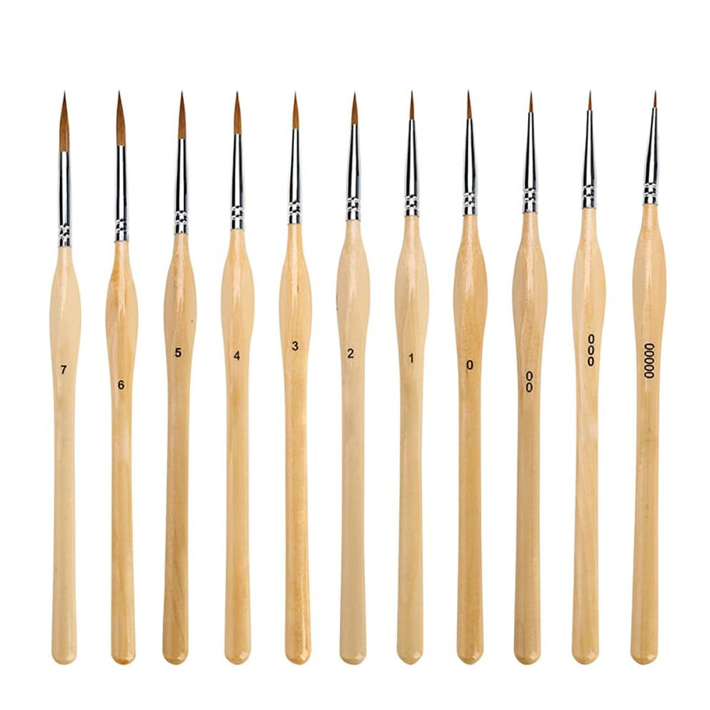 11pcs Miniature Paint Brushes Micro Detail Brush Set Nylon Hair Artist Acrylic Paint Brushes Different Sizes Fine Detail