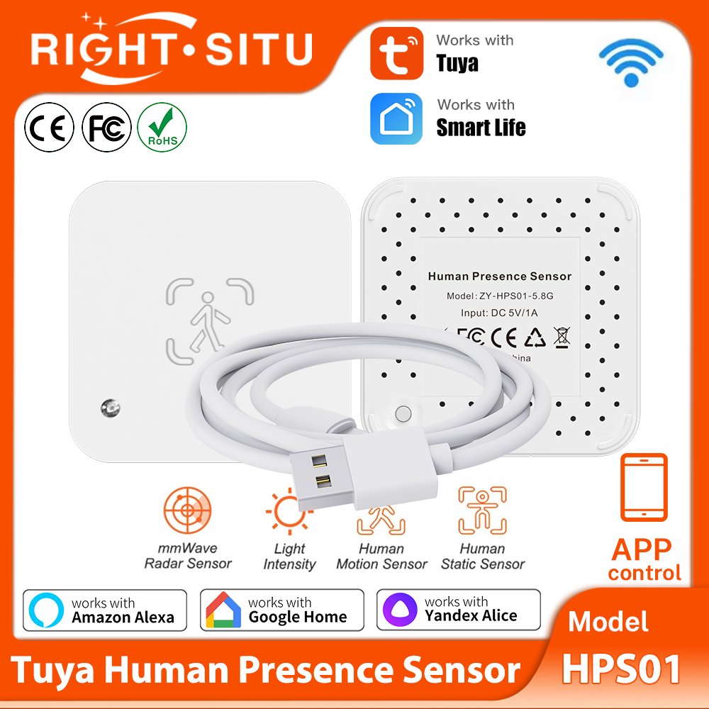 Tuya Zigbee WiFi Smart Human Presence Sensor MmWave Radar Detection APP Remote Control Work with SmartLife Yandex Alexa