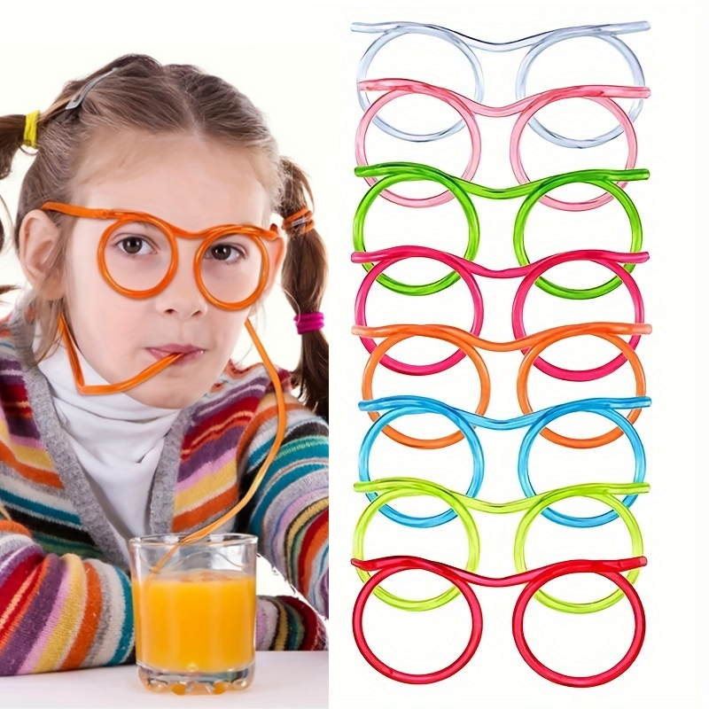 Creative Funny Straw Glasses Plastic Polychrome For Holiday Birthday Party Halloween s Flexible Drinking Tube Accessories