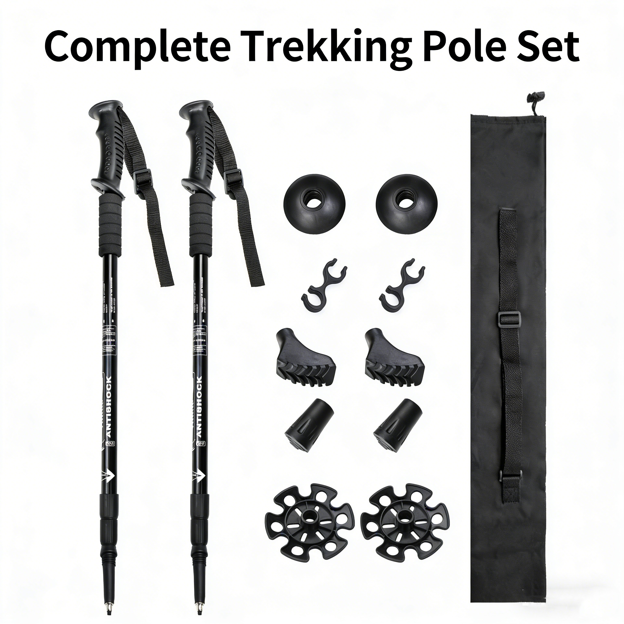 Outdoor Folding Trekkings Pole 4-Section Portable Walking Hiking Telescopic Stick Lightweight Camping Climbing Trekking Stick