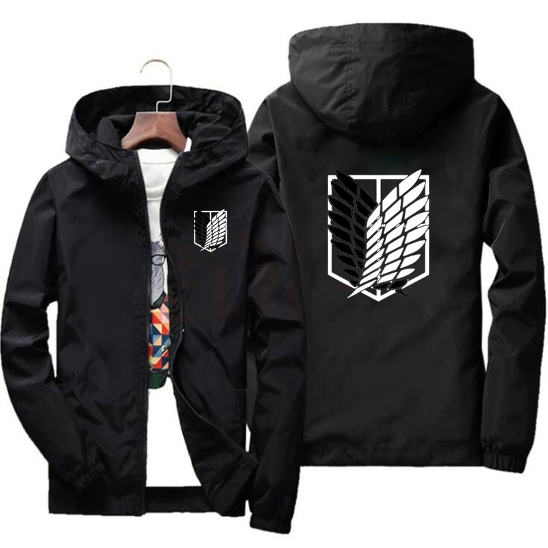 Attack on Titan New Outdoor Travel Men's Hooded Jacket Spring Fall Zipper Lightweight Comfortable Camping Hiking