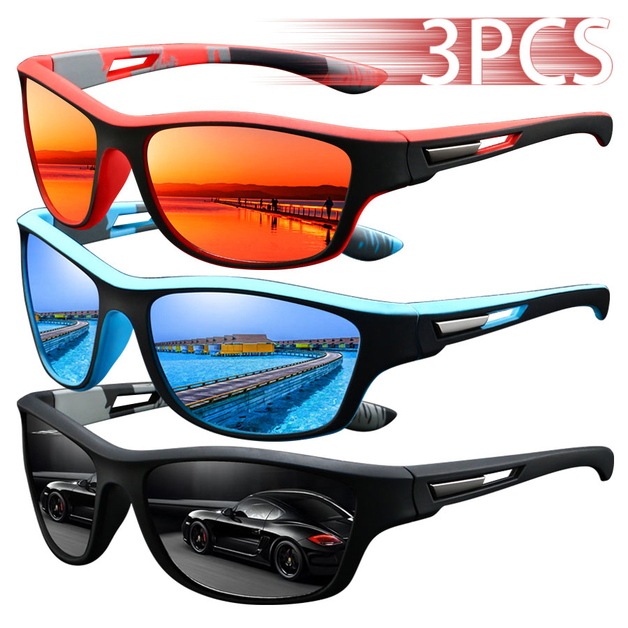 3PCS Fashion Men Women Running Mountaineering Fishing Sunglasses MTB Eyewear Outdoor Sport Protective Glasses