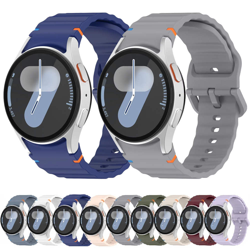 Official Wave Silicone Strap For Watch 7/FE/6/5/4 44/40mm Thread Comfortable Band Watch 5 Pro 45mm 6 Classic 47mm