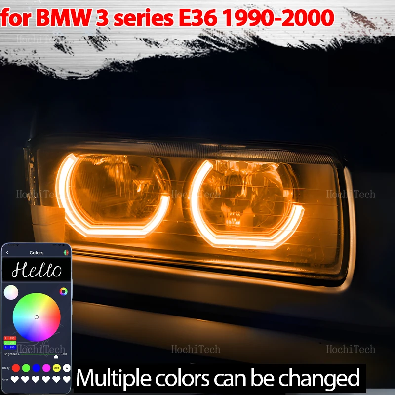 DTM RGB Ring Angel Eyes Phone APP control LED Headlight Ring for BMW 3 series E36 1990-2000 316i 318i 318is 320i 323i 325i 328i