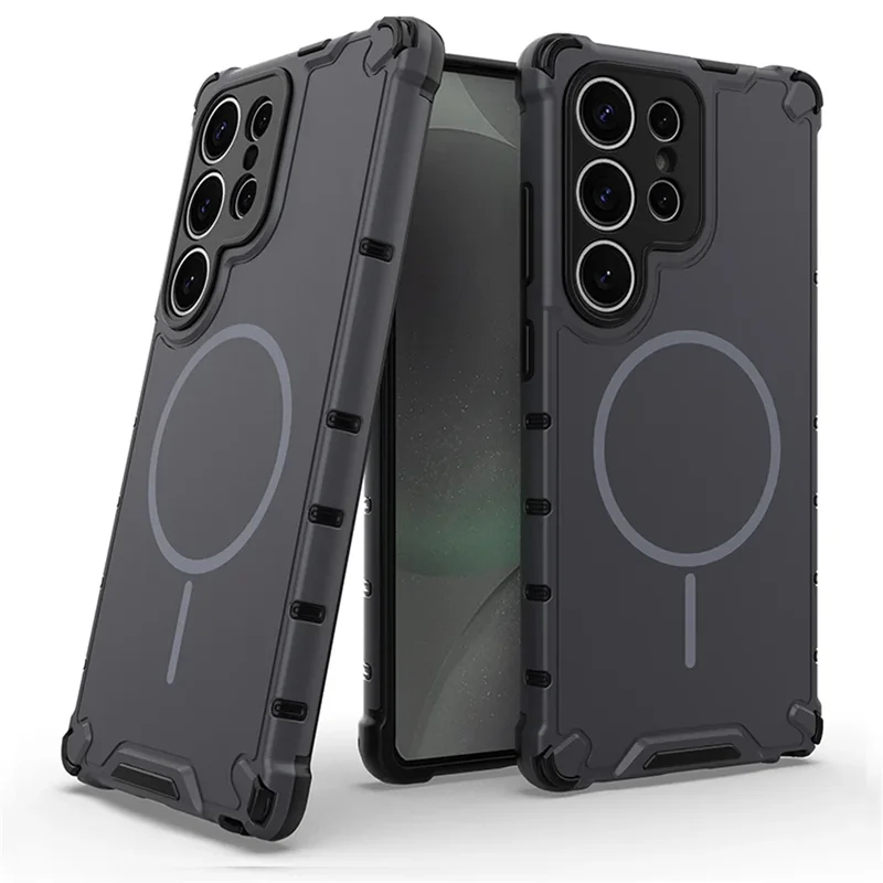 Luxury anti slip armored magnetic phone case suitable for S24 S25, S26 Plus S23 Ultra A56, and A55. It is a shock resist