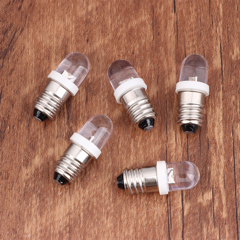 New 5Pcs LED E10 DC3V 5V 6V 12V 24V Screw Bulb Warning Signal Bulb E10 Instrumentation Bulb Indicator Auto Interior Light