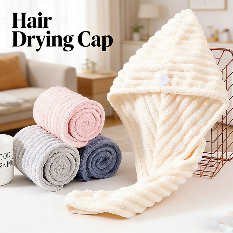1pc Quick Drying Microfiber Hair Drying Cap Absorbent Soft Anti Frizz Hair Turban for Home Daily Use