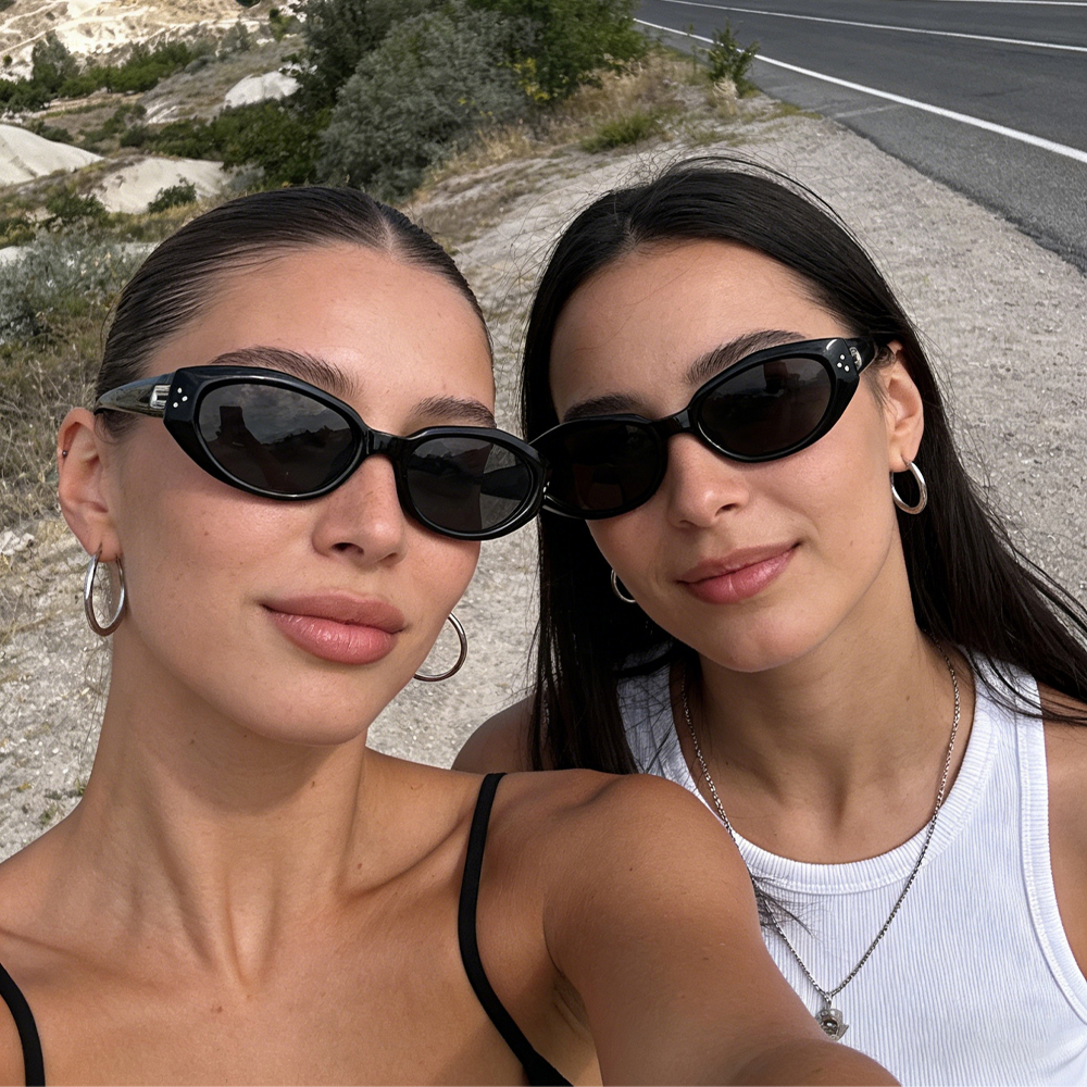2 Pairs Double D Decor Cat Eye Sunglasses, Matching Couple & Sister Retro Fashion Glasses