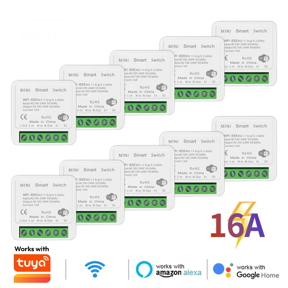 MANHOT Wifi 16A Smart Light Switch DIY Switches Module Relay Supports 2 Way Voice Control Work With Smart Life Alexa Home