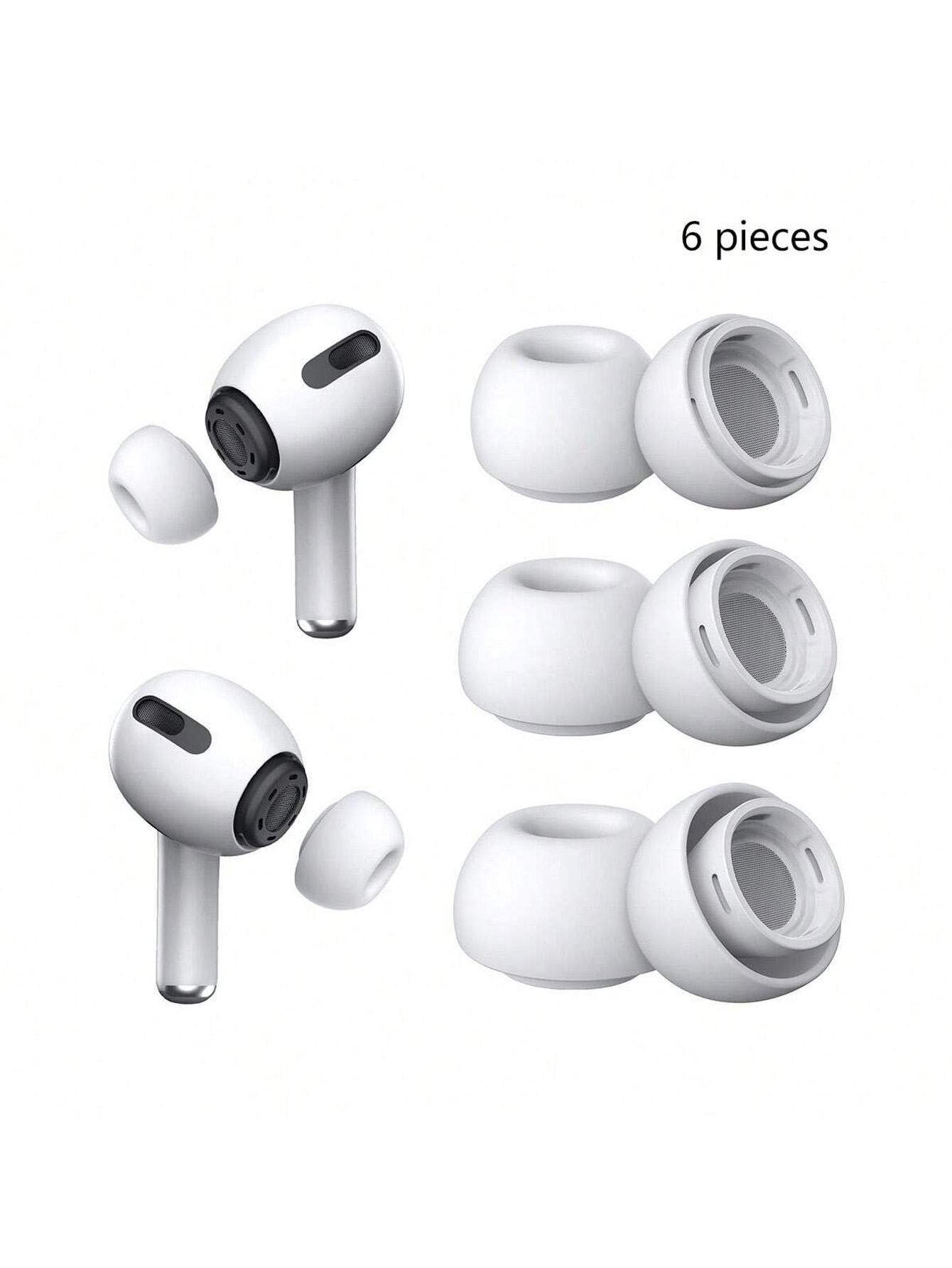 Suitable for Airprods Pro Silicone Ear Caps, Wireless Bluetooth Earphone Covers, Noise-Canceling Earplugs, Ear Caps, 6-Pack