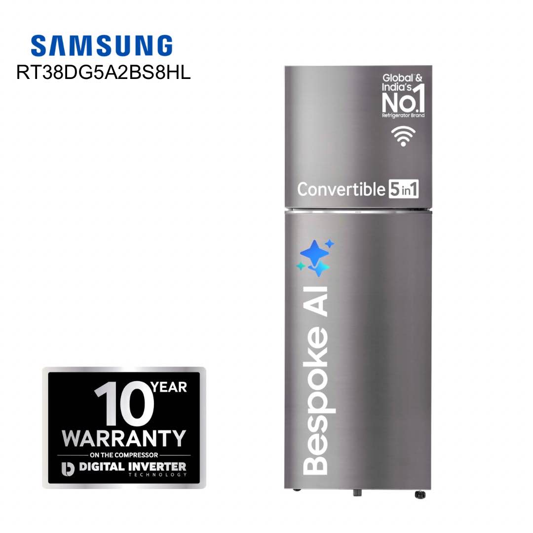 SAMSUNG RT45DG6A2BSLHL 419 Litres Bespoke Double Door AI WiFI Refrigerator