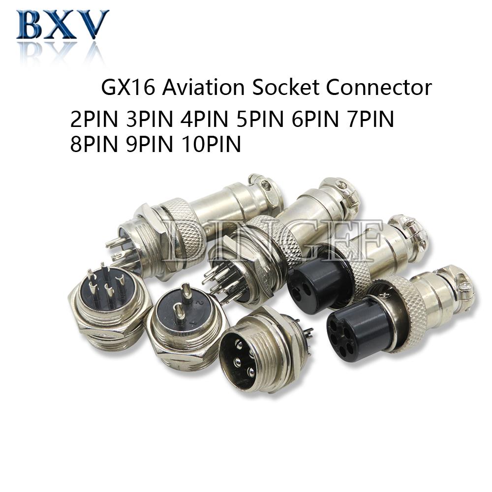 1 Set GX16 Nut TYPE Male & Female Electrical Connector 2/3/4/5/6/7/8/9/10 Pin Circular Aviation Socket Plug Wire Panel Connector