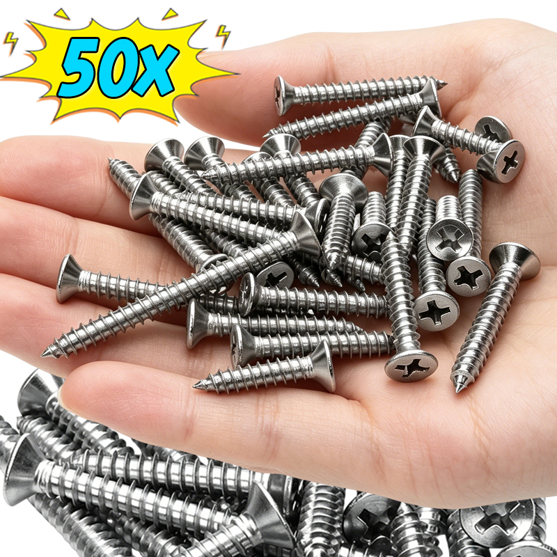 Universal Cross Self Tapping Screws Stainless Steel Flat Head Phillips Self Drilling Screw For Woodworking Furniture Repairs