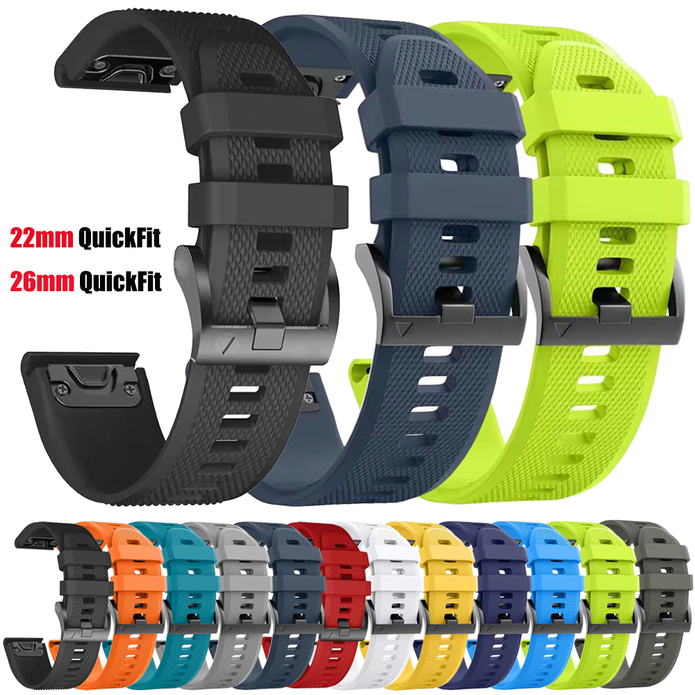 22mm 26mm Sports Silicone Strap For Fenix 5 Plus 5x Sapphire 6 6X 7 7X 8 8Pro Epix Pro Enduro 3 Quick Release Watch Bands