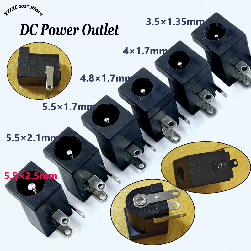 10/20PCS Hot Sale DC Power Jack Socket Connector 5.5x2.5mm 5.5x2.1mm 5.5/4.8/ 4.0x1.7mm 3.5x1.35mm Plug-in 3Pin nike ja 3