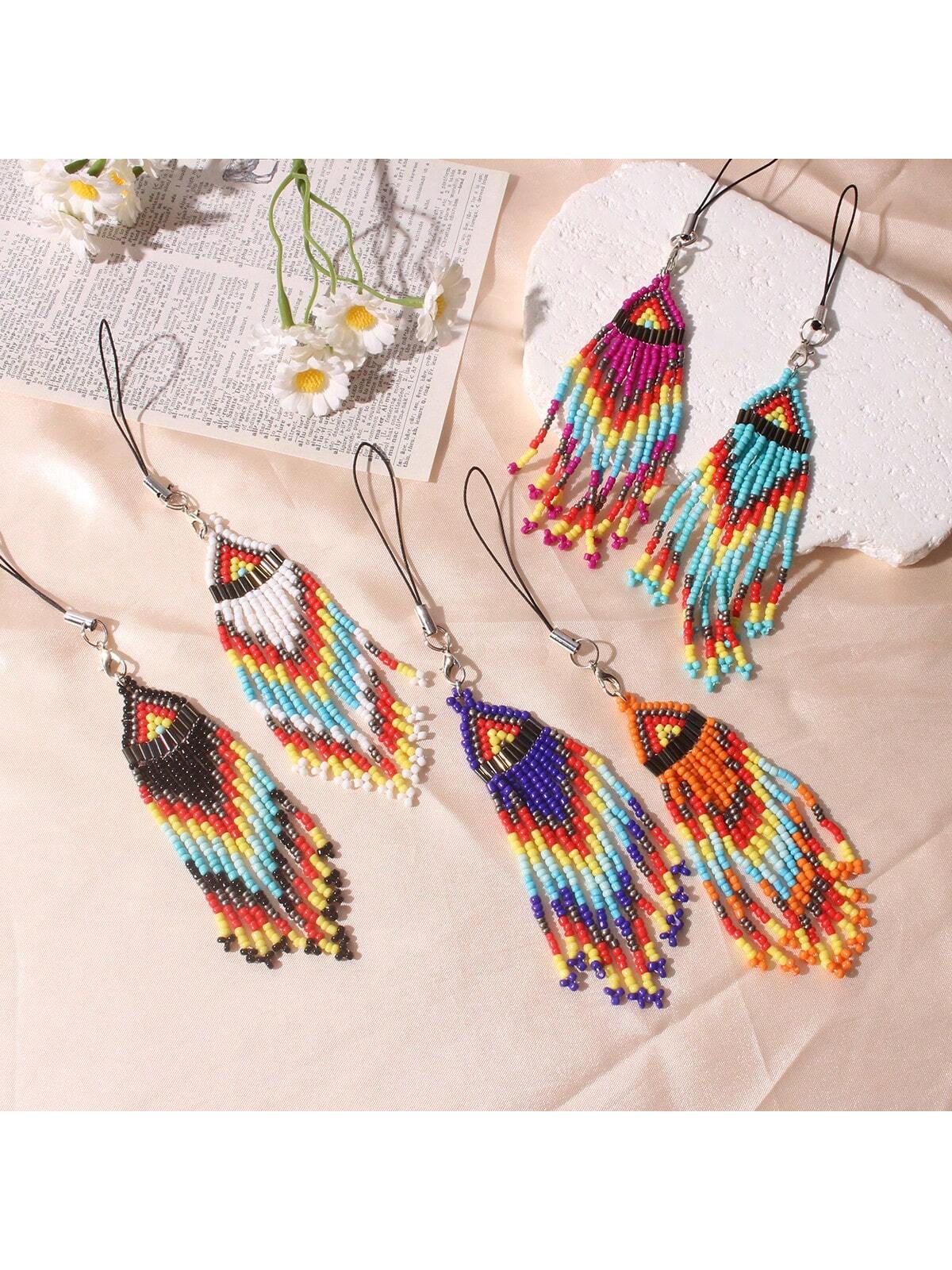 Bohemian Creative Hand woven Fashion Beaded Tassel Pendant Women's Jewelry Glass Bead Earrings Decorative Accessories