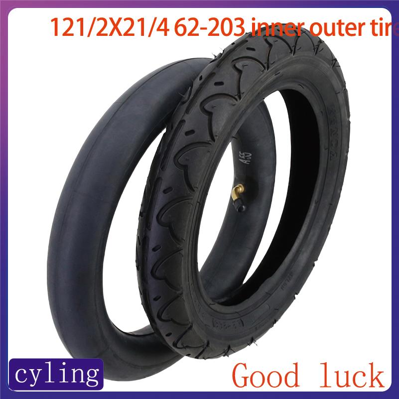Electric Bicycle and Scooter Tire Set 12.5x2.25 Inches 62-203 Including Inner Tubes for Air Use