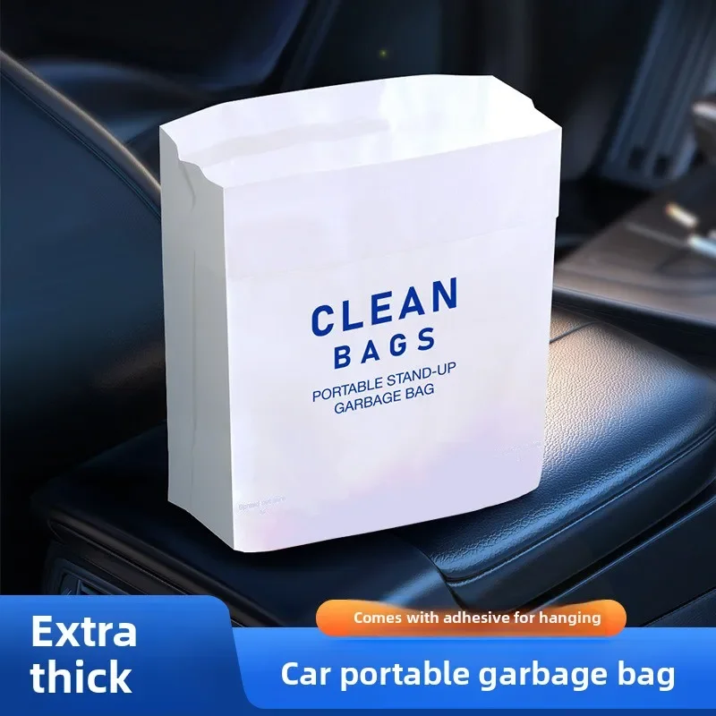 Car Garbage Bag Ultra Thick Portable Self Standing with Double Sided Adhesive Spill Proof Space Saving for Auto Seat Office Kitc