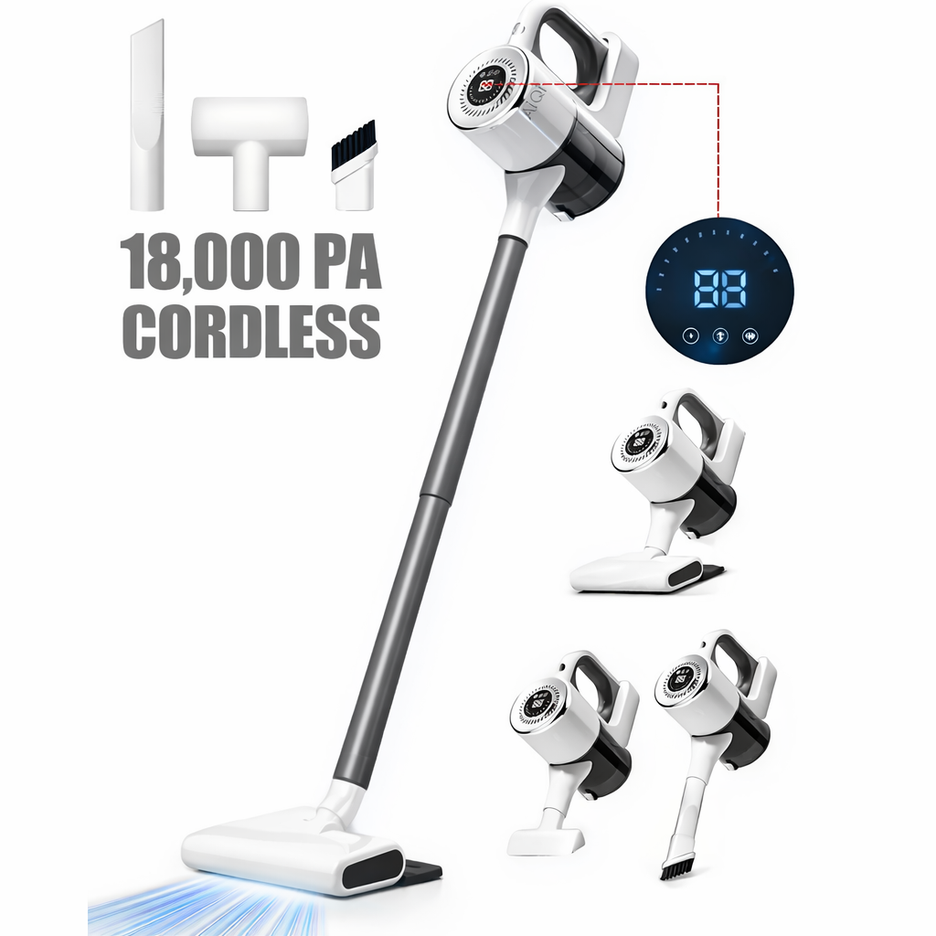HK-V8 Cordless Vacuum Cleaner 18000Pa Powerful Suction - 2-in-1 Stick & Handheld Vacuum | 5-Layer HEPA Filtration | 880ML Dust Cup