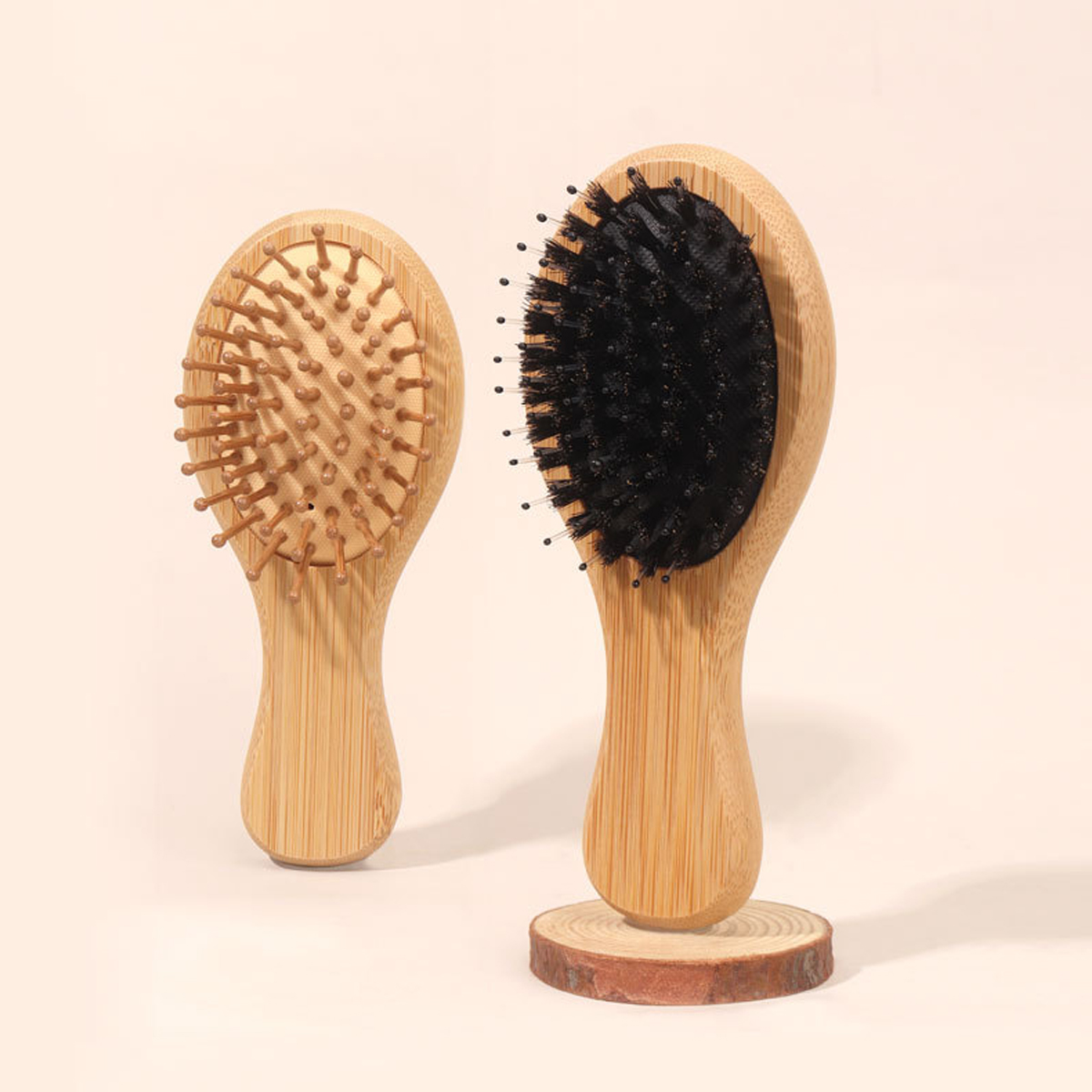 Mini portable air cushion comb, natural wood handle non tangled small hair brush, smooth hair styling,Special for real hair