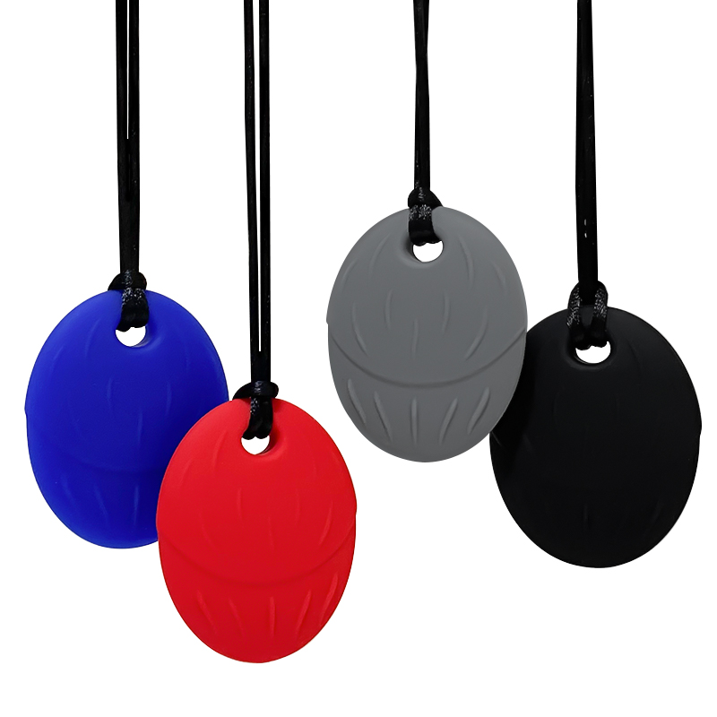 1Pcs Sensory Chew Necklace Gem Chewy Kids Silicone Biting Pencil Topper Teether Toy, Silicone Teether for Children with Autism