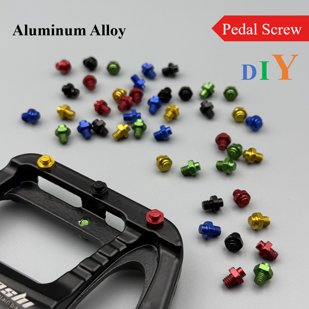 4/10pcs, Bicycle Aluminum Alloy Pedal Screws, Anti-Slip Nails, Hex Screws, DIY for MTB & Road Bikes, Black/Red/Golden/Blue/Green