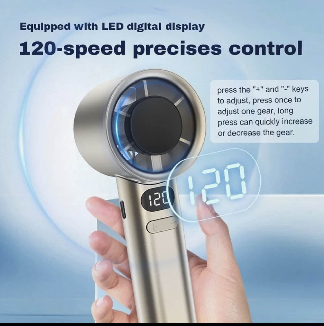 M11 High Speed Handheld Fan USB Turbine Handheld Violent Fan Infinite Speed Control Mini Portable Small Fan Summer