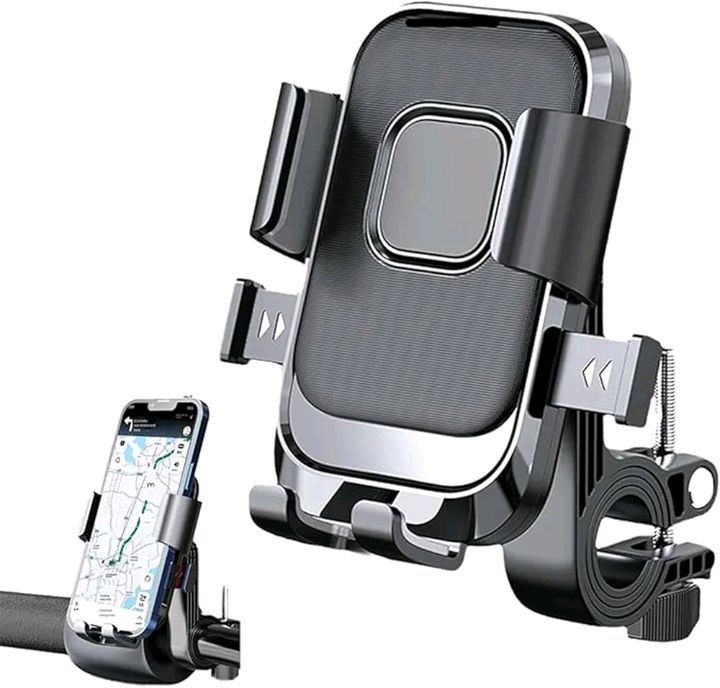 Adjustable Motorcycle & Bycycle Phone Holder| Secure Handlebar Phone Mount With 360° Rotation Clamp, Anti- Clip & Vibration Protection, Durable Grip For GPS For Mobile Use