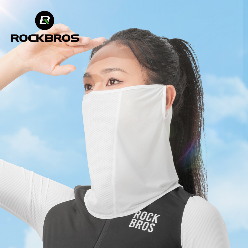ROCKBROS Ice Silk Cycling Full Face Mask with Brim Breathable Neck Sun Protection Sports Hiking Fishing Bike Masks Summer