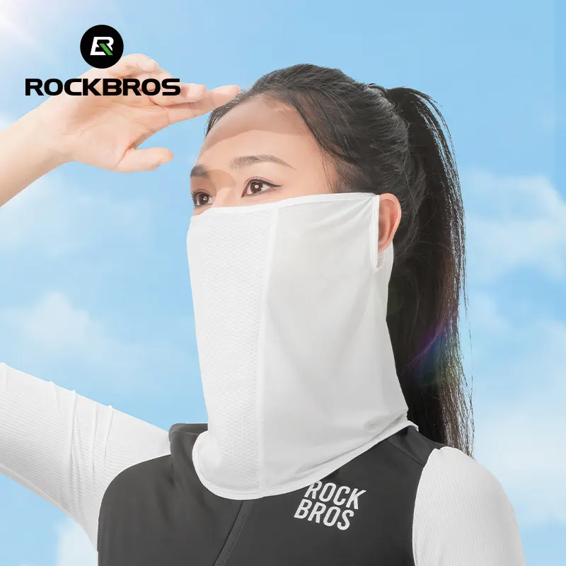 ROCKBROS Ice Silk Cycling Full Face Mask with Brim Breathable Neck Sun Protection Sports Hiking Fishing Bike Masks Summer