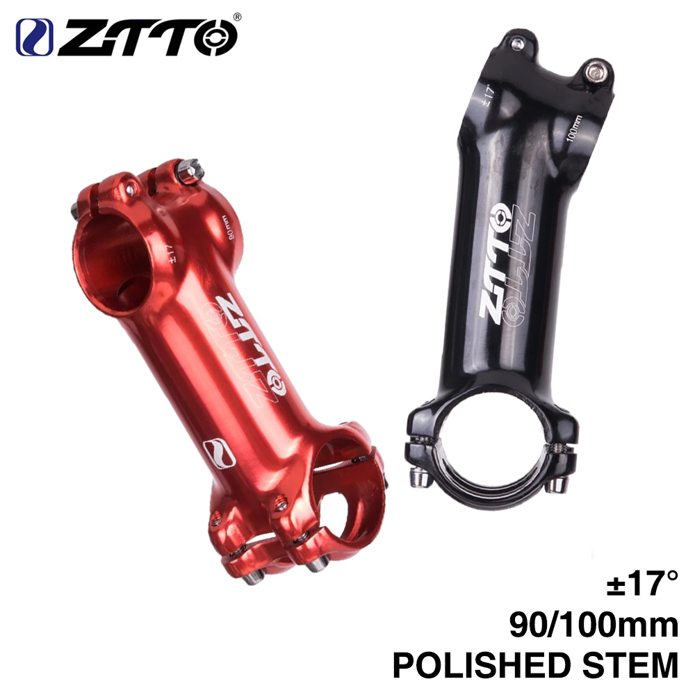 ZTTO Polished Stem 90mm 100mm 17 Degree High-Strength Lightweight 31.8mm For XC Trail MTB Mountain Road Bike Glossy Bicycle Part