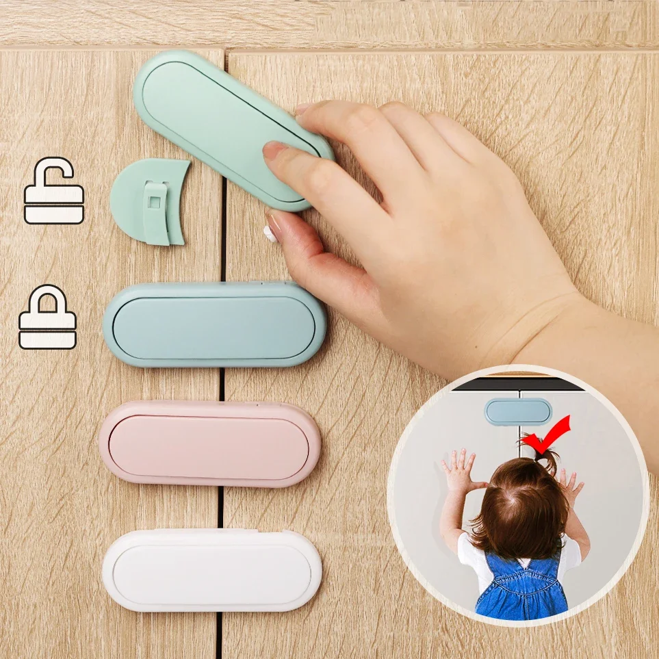Baby Safety Lock Drawer Anti-Pinching Hand Cabinet Drawer Locks Plastic White Safety Buckle for Children Security Protection