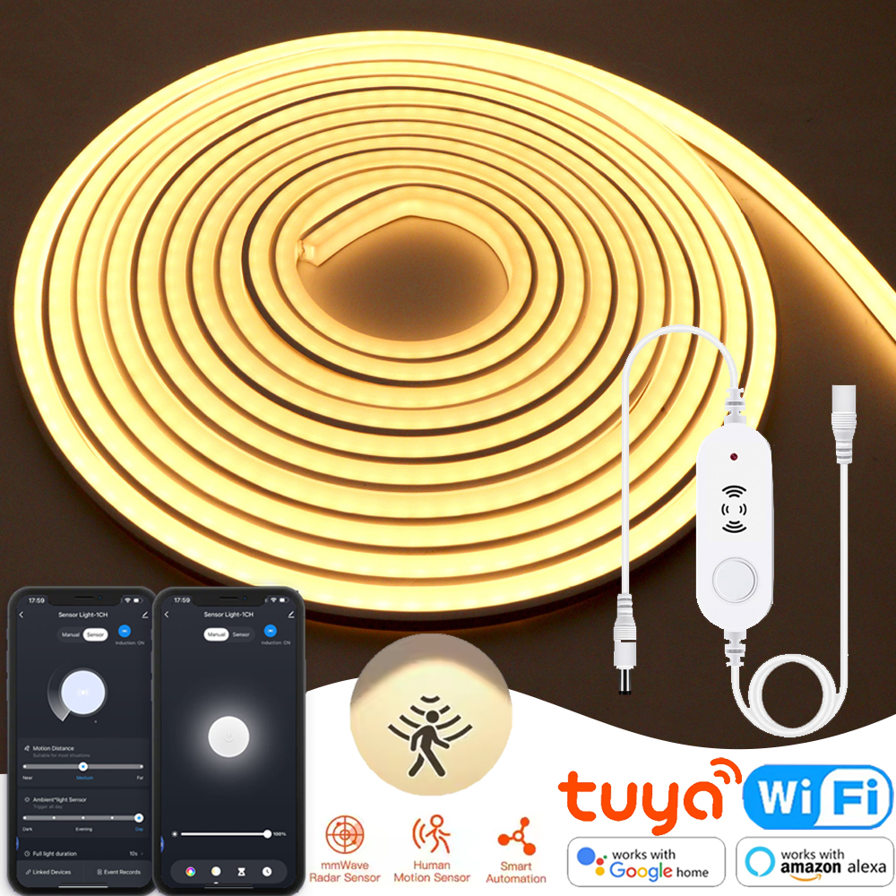 DC12V Neon LED Light Strip Tuya Wifi LED Dimmer Smart Motion Sensor Flexible Waterproof Silicone Neon for Garden Outdoor Home