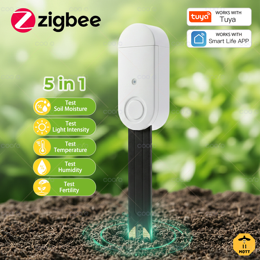 5 in 1 Soil Tester Soil Moisture Fertility Air Temperature Humidity Sunlight Plant Nutrient Monitor for Smart Life Tuya Hub Z2M