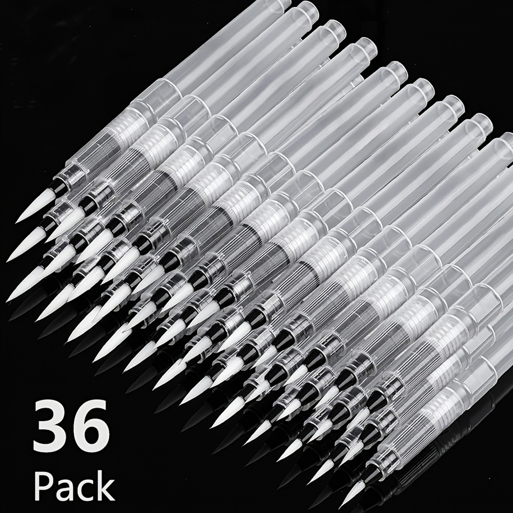 3/36PCS Water Coloring Brush Pens Portable Soft Watercolor Brush for Beginner Painting Drawing Art Supplies 156mm Pointed Head