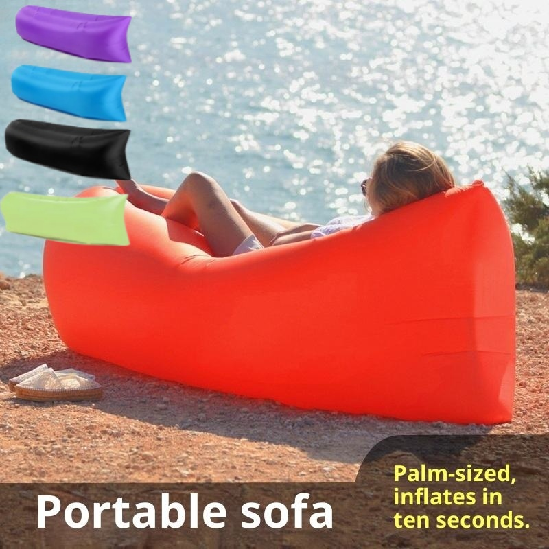 Inflatable Sofa Portable Folding Waterproof Lazy Air Bed Outdoor Couch for Camping Beach Travel Home Daily Leisure Use