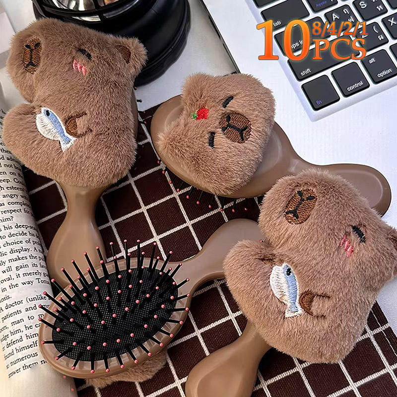 1-10PCS Cute Capybara Air Cushion Hair Brush Portable Mini Head Massage Comb Student Travel Fluffy Airbag Hair Comb Styling Tool