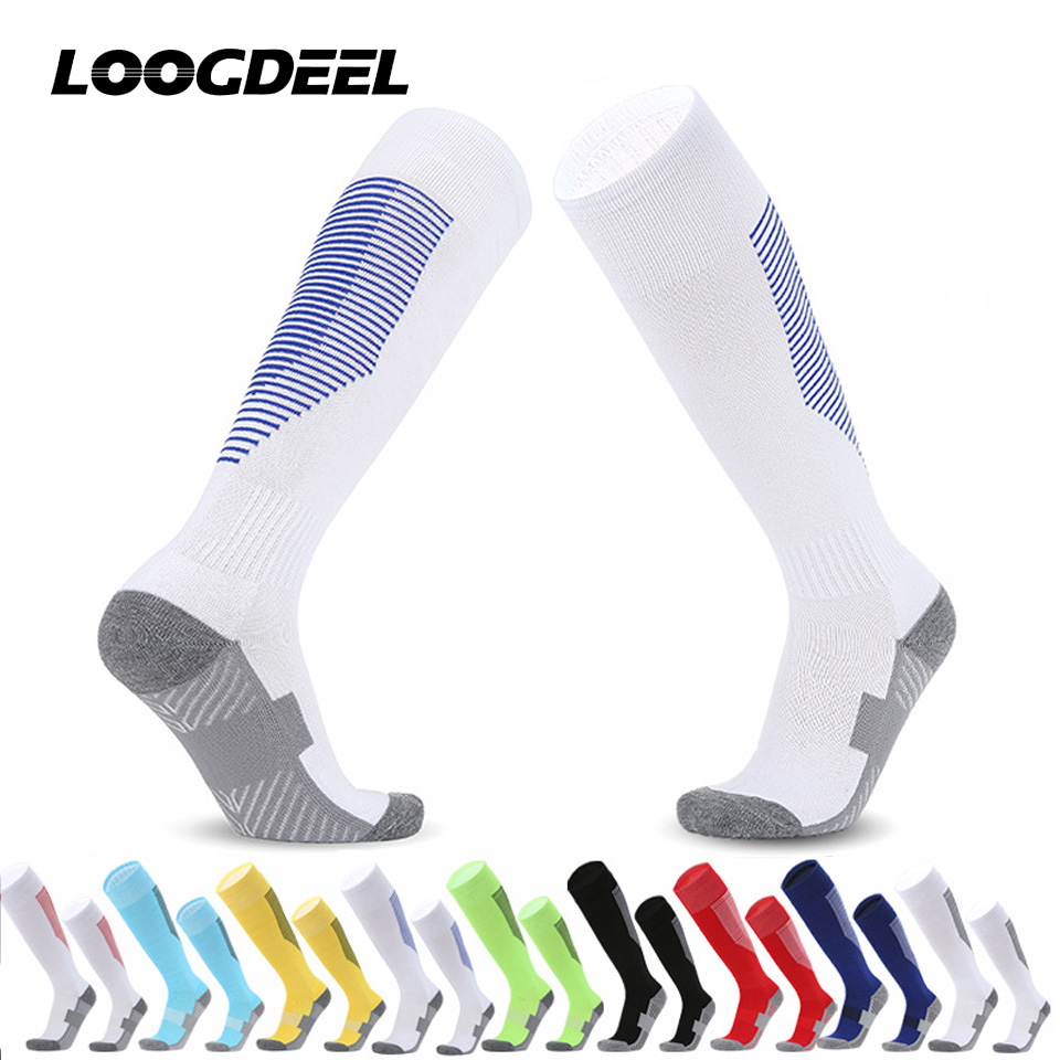 Loogdeel 1Pair 26-45 Soccer Baseball Adults Children Socks Football Sport Socks Long Knee Cotton Spandex Kids Legging Stockings
