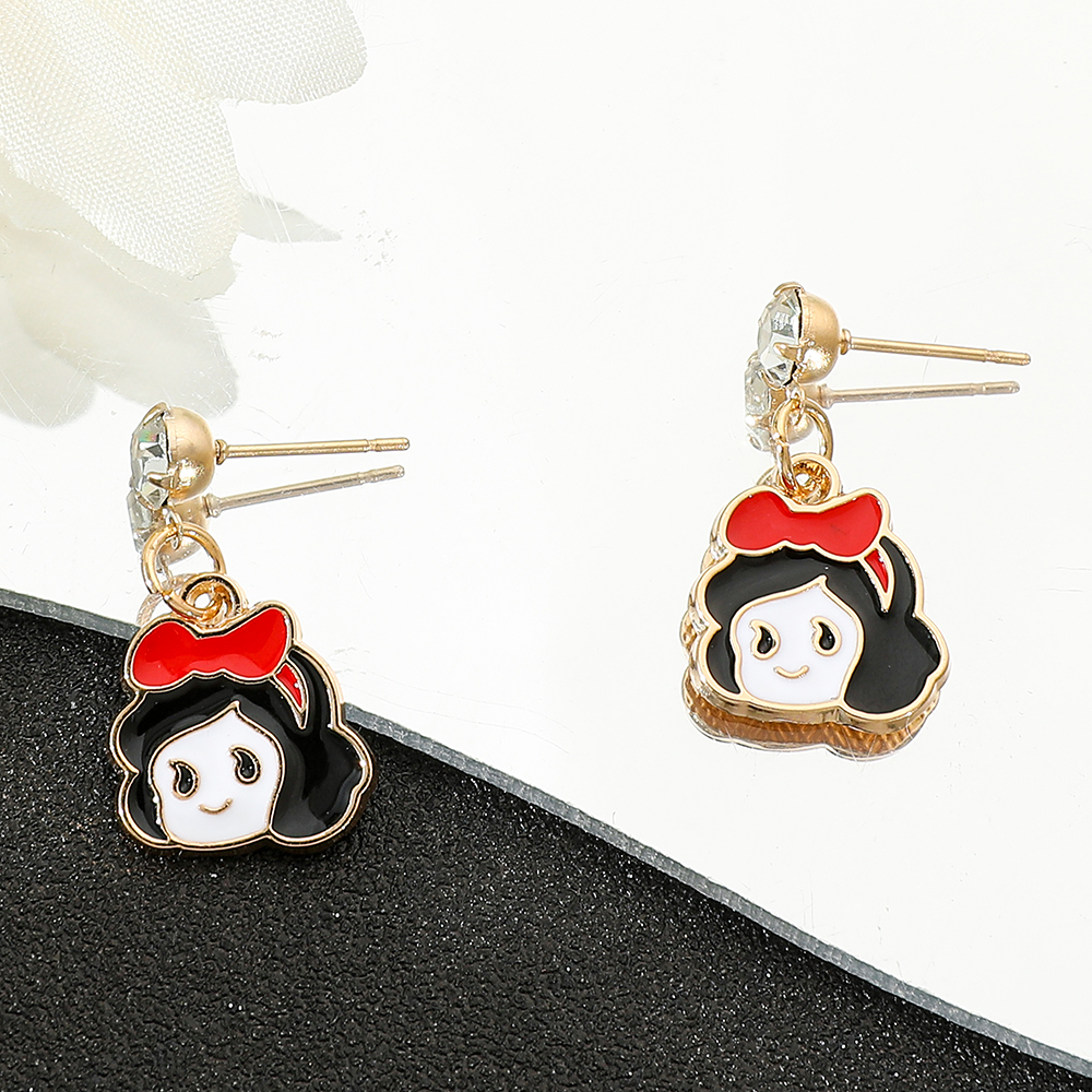 Disney Princess Snow White Earrings for Girls Kawaii Cartoon Pendant Stud Earrings Dainty Jewelry