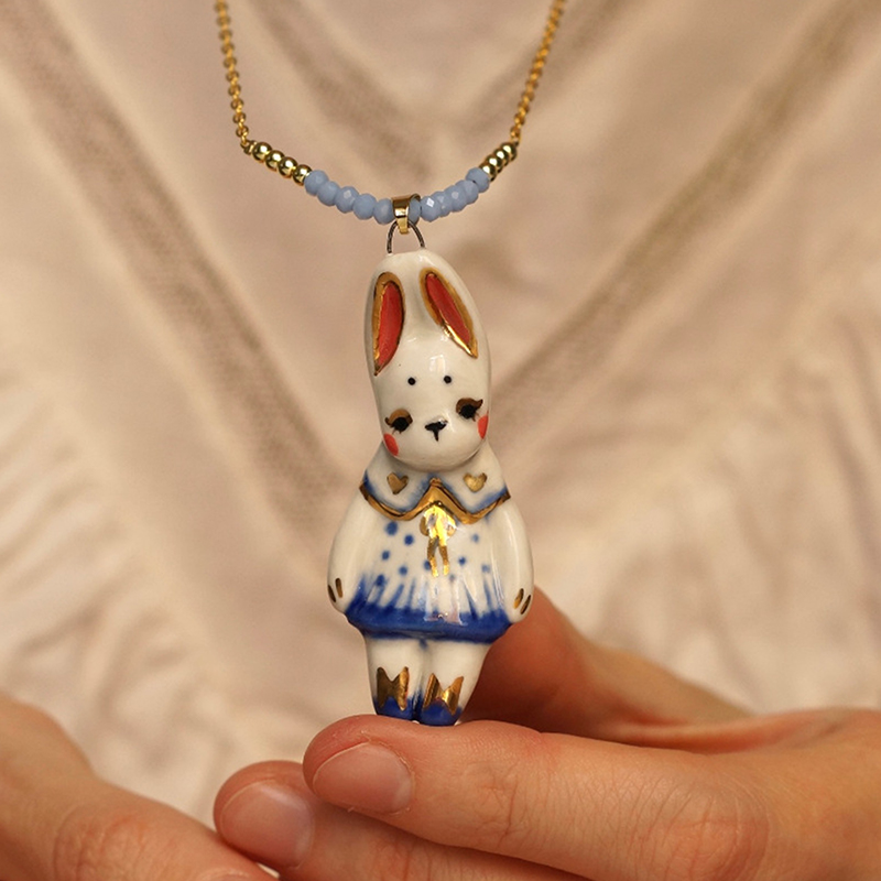 1pc Cute Cartoon Animal Necklace Rabbit Elephant Panda Retro Pendant Charm for Women Daily Wear Fashion Jewelry