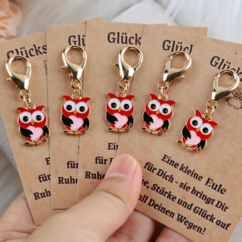 10Pack of Lucky Owl Keychains - Cute animal pendants，“A smart owl”Design，Zinc alloy and paper material，Snap-on closure，Suitable pen gpt