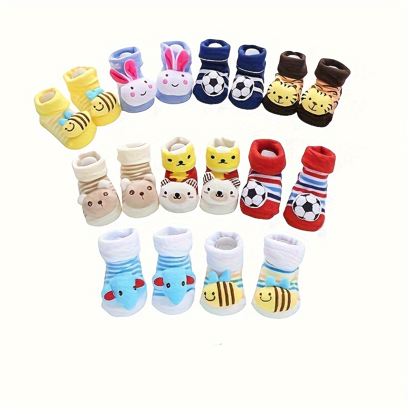 1 Pair Kids Cute Cartoon Animal Anti-Slip Ankle Socks Unisex Boys Girls Soft Breathable Gripper Socks for Daily Wear