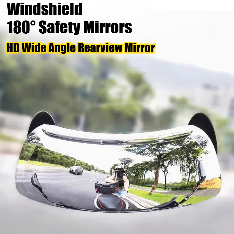 180° NO Blind Spot Motorcycle Windshield Wide Angle Rearview Mirror Clear Parabolic HD Convex Mirror Part Tools Stickable