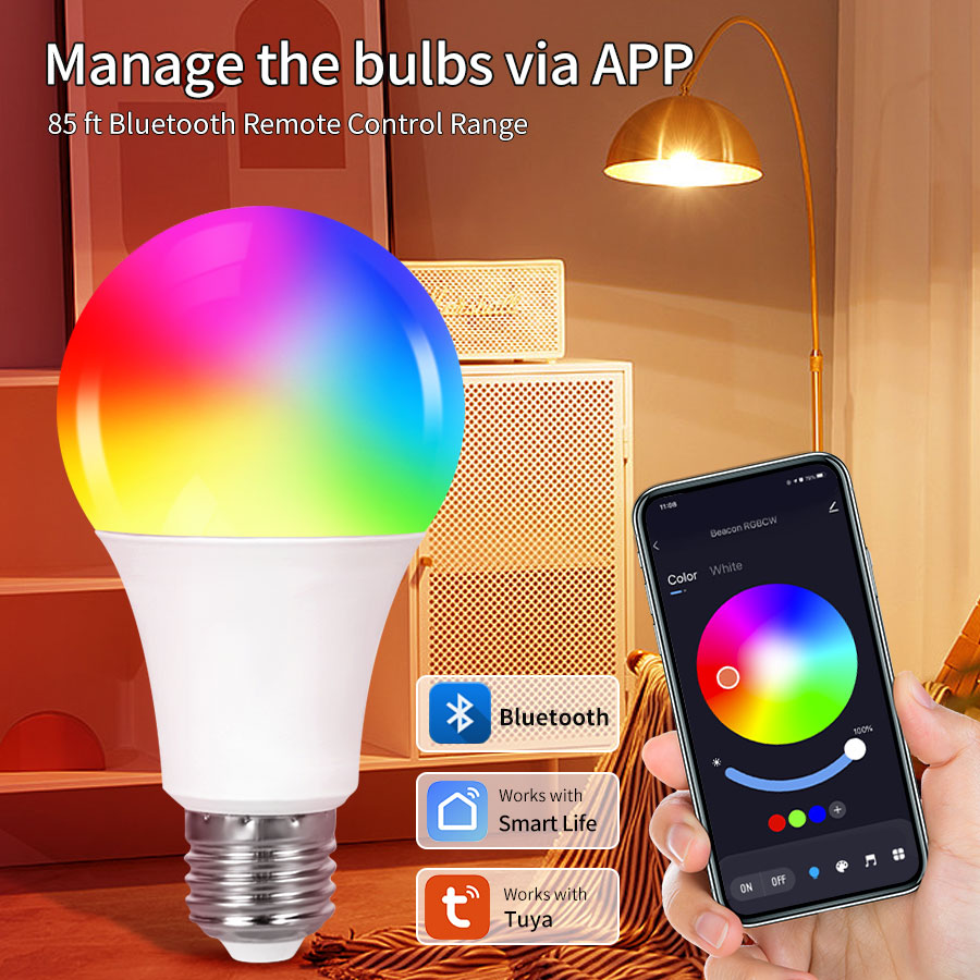 E27 Smart LED Bulb 220V 9W 15W 18W Tuya Bluetooth Lamp Support RF 2.4GHz Remote Control for Bedroom Home Decor Group Control