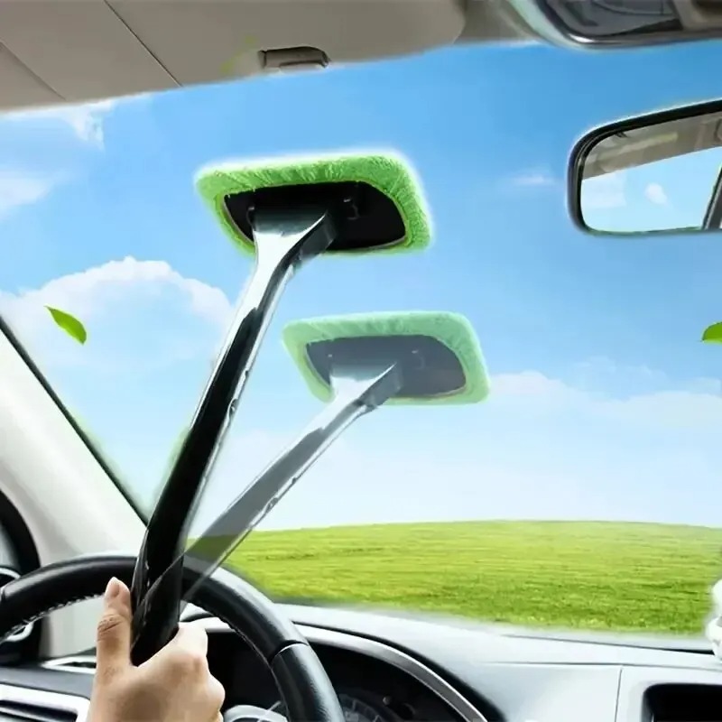 1 Car Windshield Cleaning Brush with 3 Reusable Pads-Suitable for Interior,Exterior,Household Glass and Dirty Car Glass Cleaning