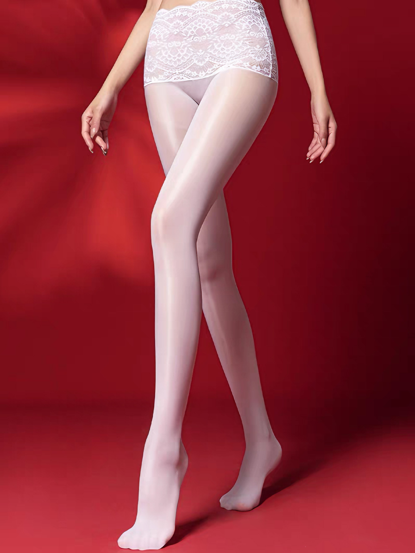 1 pc Women's High Elastic Lace Ruffled Pantyhose, Thin & Breathable Non-Rolling, Suitable for Commute/Mini Skirt Matching/Daily