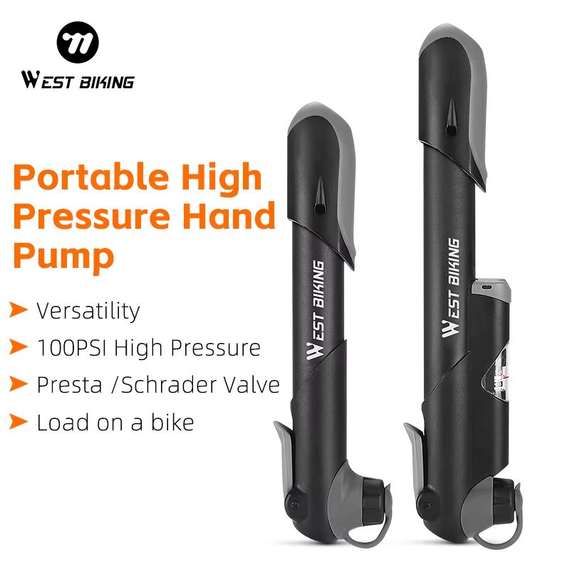 WEST BIKING 160PSI Bicycle Air Pump Hand Pump High Pressure for Schrader/Presta Valve Inflator MTB Road Bike Motorcycle Ball