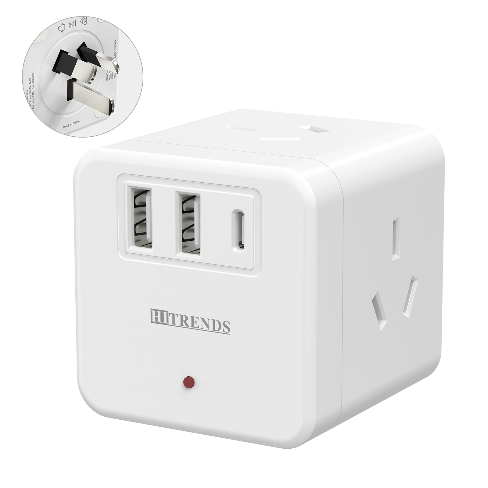 HITRENDS Australian plug cube power socket with 4AC+3USB multi-port fast charging is suitable for home, office and travel