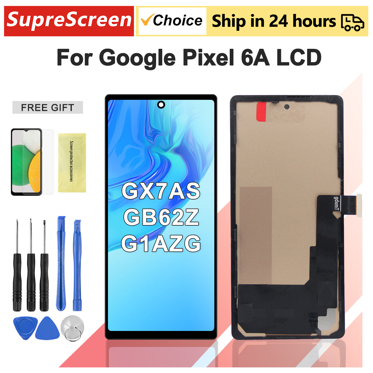 TFT Lcd For Google Pixel 6A GX7AS, GB62Z, G1AZG, GB17L LCD Display Touch Screen Digitizer Pixel 6a With Frame
